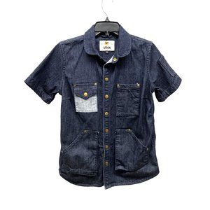 Stock MFG Short Sleeve Snap Button Denim Shirt Medium